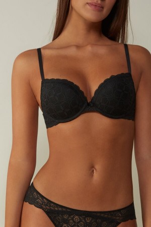 Sujetador Intimissimi Elettra Super Push-Up Lace Mujer Negros | GHIY-79426