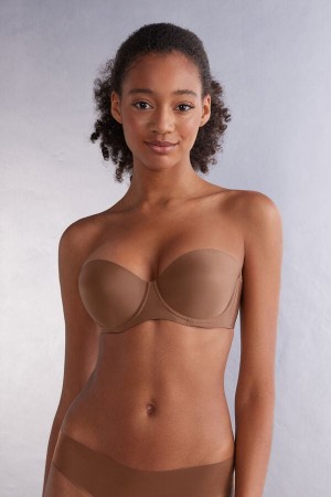 Sujetador Intimissimi Giada Microfiber Bandeau Mujer Beige Oscuro | KIAF-60375