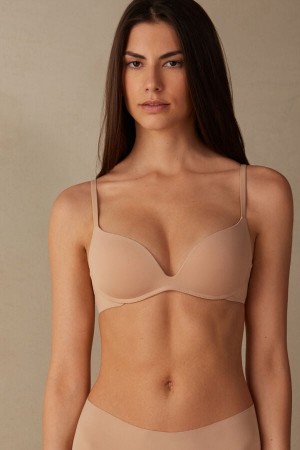 Sujetador Intimissimi Gioia B Cup Microfiber Super Push-Up Mujer Naranjas Beige | QNZL-91723