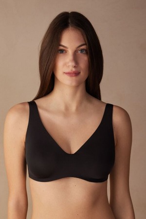 Sujetador Intimissimi Greta Comfort Lounge Balconette Ultralight Microfiber Mujer Negros | PNIK-61482