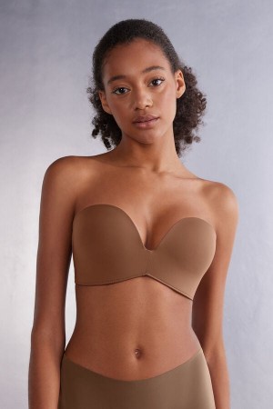 Sujetador Intimissimi Laura Microfiber Bandeau Mujer Beige Oscuro | KLGR-39562