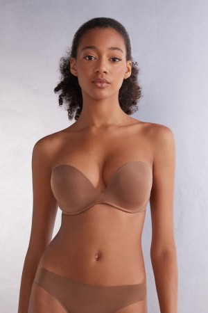 Sujetador Intimissimi Monica Bandeau Ultralight Microfiber Mujer Beige Oscuro | TACI-04715