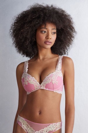 Sujetador Intimissimi Pretty Flowers Gioia Super Push-Up Mujer Rosas Blancos | XUIV-50716