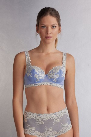 Sujetador Intimissimi Pretty Flowers Sofia Balconette Mujer Azules Blancos | IMRX-72945