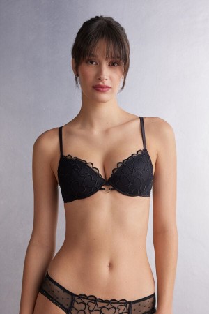 Sujetador Intimissimi Queen Of Hearts Bellissima Push-Up Mujer Negros | FIGJ-34826