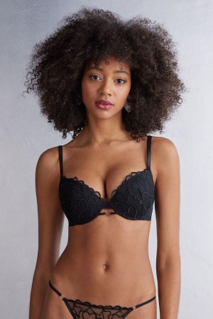 Sujetador Intimissimi Queen Of Hearts Simona Super Push-Up Mujer Negros | BXCG-59063