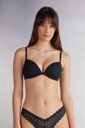 Sujetador Intimissimi Silvia Push-Up Lace Mujer Negros | CGKN-19025