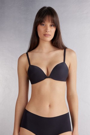 Sujetador Intimissimi Silvia Push-Up Ultralight Microfiber Mujer Negros | KOQM-01283