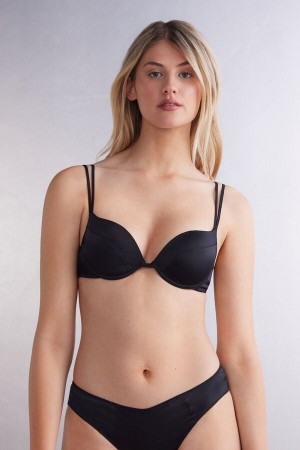 Sujetador Intimissimi Simona Super Push-Up Silk Mujer Negros | WHAM-25386