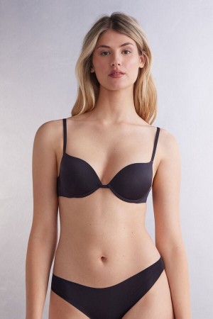 Sujetador Intimissimi Simona Super Push-Up Ultralight Microfiber Mujer Negros | XGJA-96183