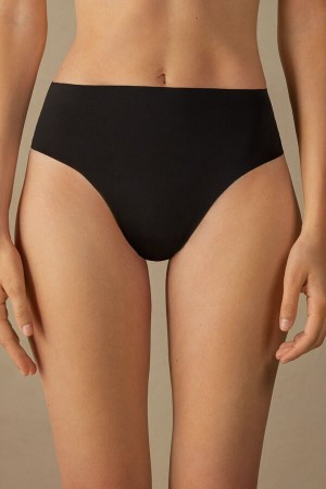 Tanga Intimissimi High Waist In Seamless Ultralight Microfiber Mujer Negros | RPIU-51298