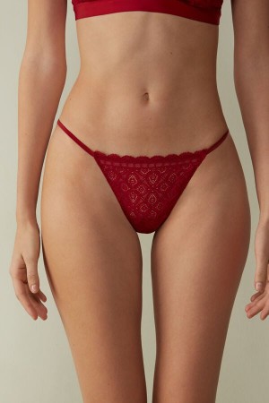 Tanga Intimissimi Lace String Mujer Rojos | ABOM-86510