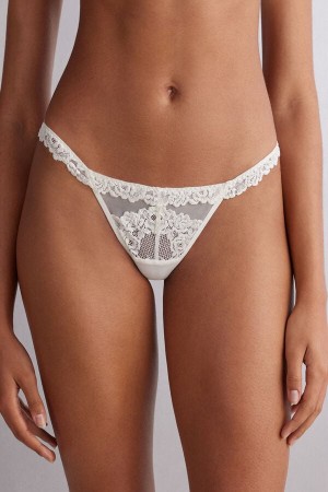 Tanga Intimissimi Pretty Flowers String Mujer Blancos | KWYO-23176