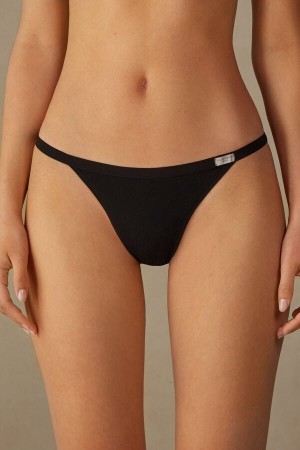 Tanga Intimissimi String In Cotton Mujer Negros | DNRW-91083