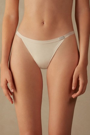 Tanga Intimissimi String In Cotton Mujer Creme Rosas | KOZA-41695