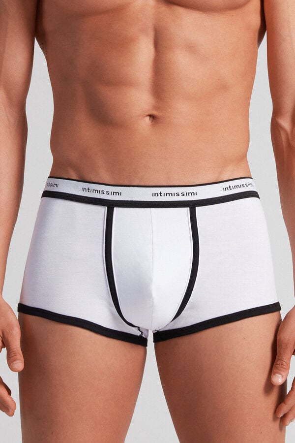 Boxer Intimissimi Superior Cotton With Logo Hombre Blancos Negros | IENV-43921