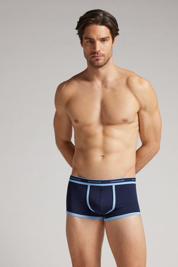 Boxer Intimissimi Superior Cotton With Logo Hombre Azul Marino | IFZC-63491