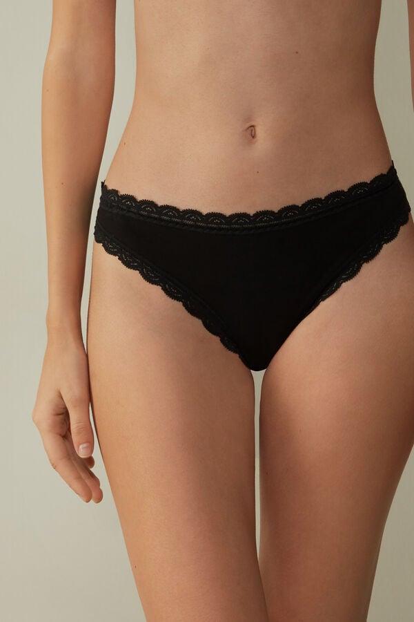 Bragas Intimissimi Cotton And Lacezilian Mujer Negros | CWSH-03271