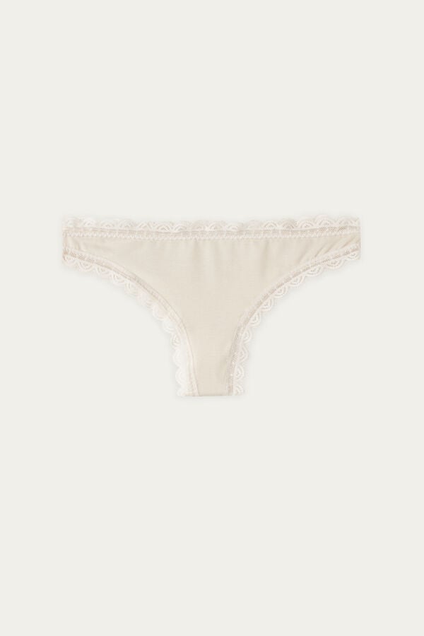 Bragas Intimissimi Cotton And Lacezilian Mujer Creme Rosas | OZGH-32651