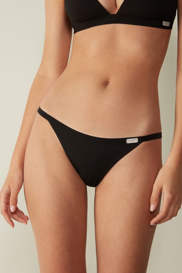 Bragas Intimissimi Cotton String Mujer Negros | BQLE-30897