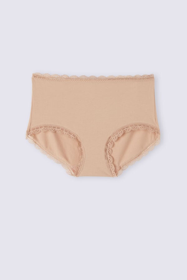 Bragas Intimissimi High Rise Cotton And Lace Hipsters Mujer Naranjas Beige | XPBL-58419