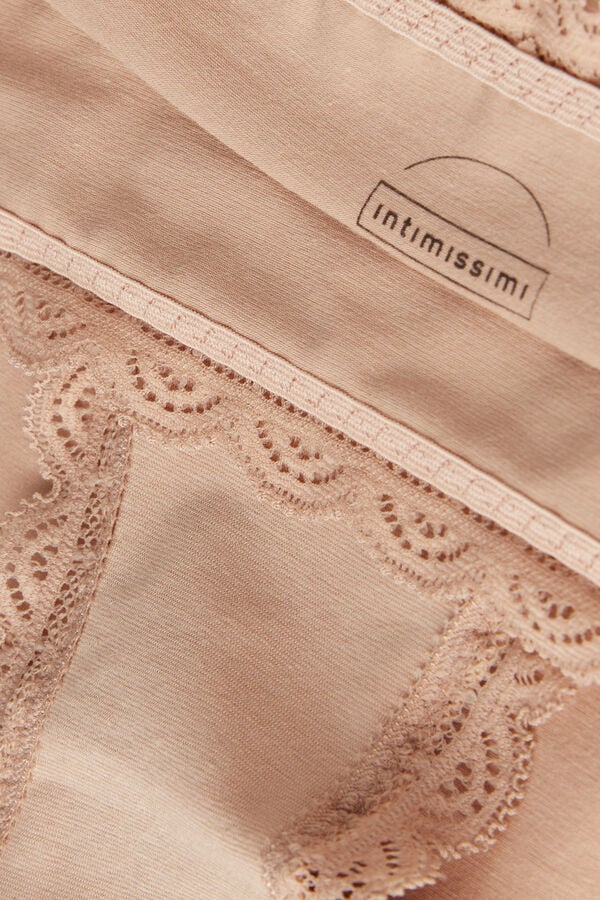 Bragas Intimissimi High Rise Cotton And Lace Hipsters Mujer Naranjas Beige | XPBL-58419