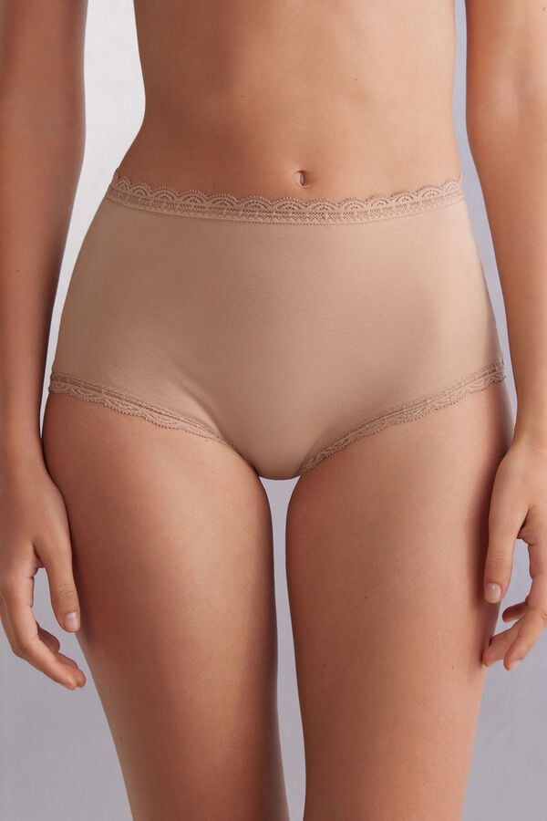 Bragas Intimissimi High Rise Cotton And Lace Hipsters Mujer Naranjas Beige | XPBL-58419