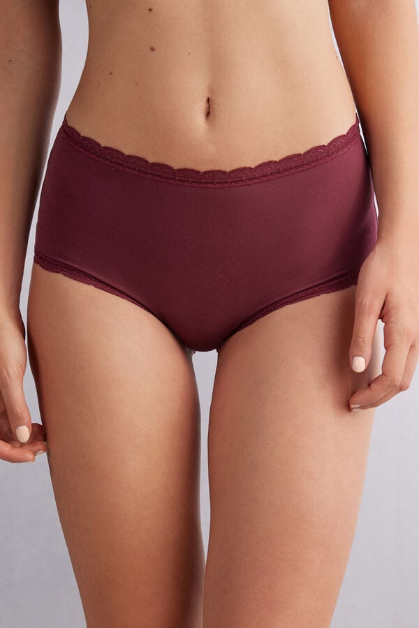 Bragas Intimissimi High Rise Cotton And Lace Hipsters Mujer Rojos | VBLQ-42917