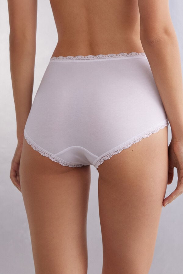 Bragas Intimissimi High Rise Cotton And Lace Hipsters Mujer Blancos | YJMH-39284