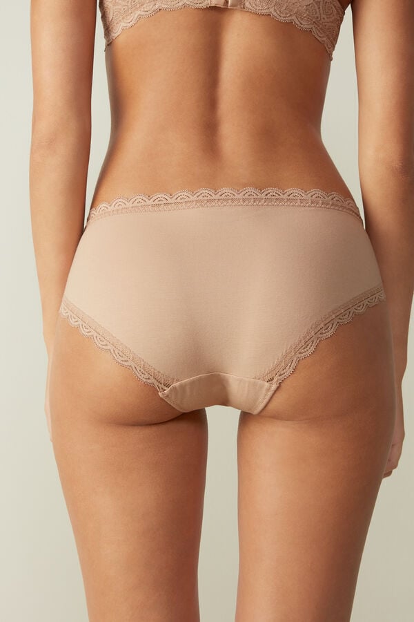 Bragas Intimissimi Lace And Cotton High Rise Mujer Naranjas Beige | NPQL-36948