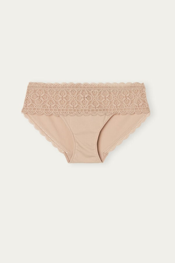 Bragas Intimissimi Lace And Cotton High Rise Mujer Naranjas Beige | NPQL-36948