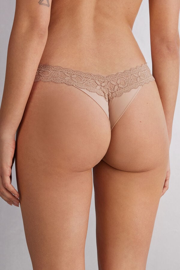 Bragas Intimissimi Lace And Microfiber ‘80s Stylezilian Mujer Naranjas Beige | LJWK-09835