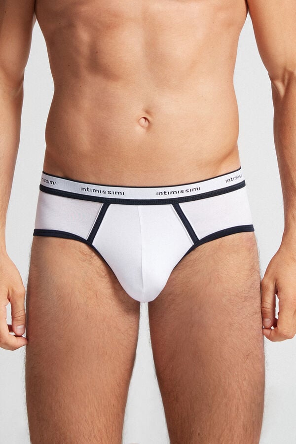 Bragas Intimissimi Natural Fresh Cotton Logo Hombre Blancos Azules | CWZF-16324