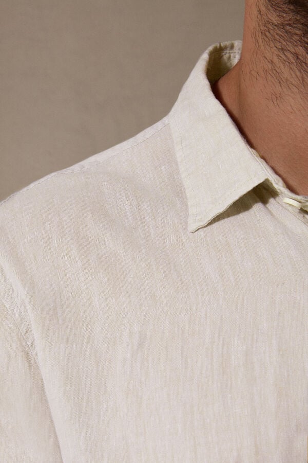 Camisa Intimissimi Linen And Cotton Hombre Beige Blancos | IZPH-17063