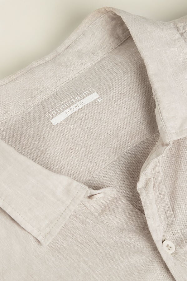 Camisa Intimissimi Linen And Cotton Hombre Beige Blancos | IZPH-17063