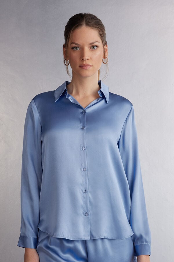 Camisa Intimissimi Silk Mujer Azules | TLWO-50917