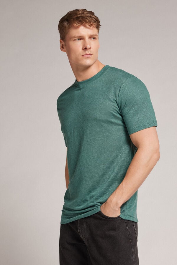 Camiseta Intimissimi Linen Hombre Verdes | MIHJ-21584