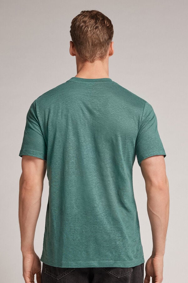 Camiseta Intimissimi Linen Hombre Verdes | MIHJ-21584