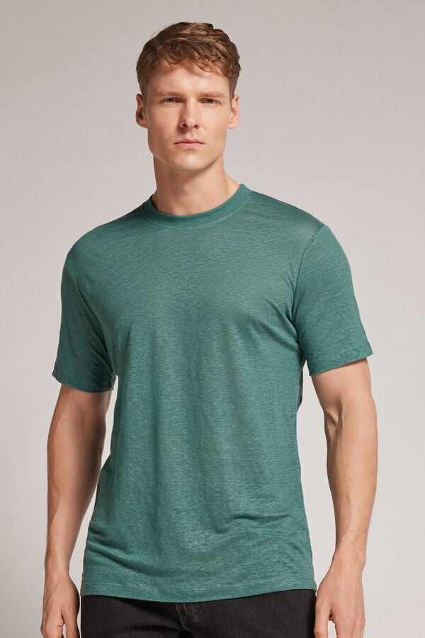 Camiseta Intimissimi Linen Hombre Verdes | MIHJ-21584