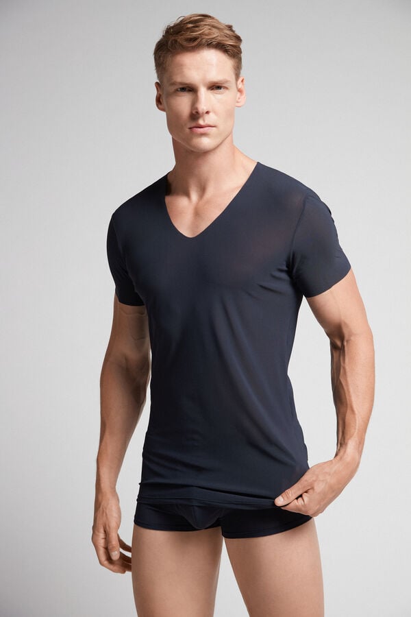 Camiseta Intimissimi Seamless Micromesh Hombre Negros | LTKZ-40862