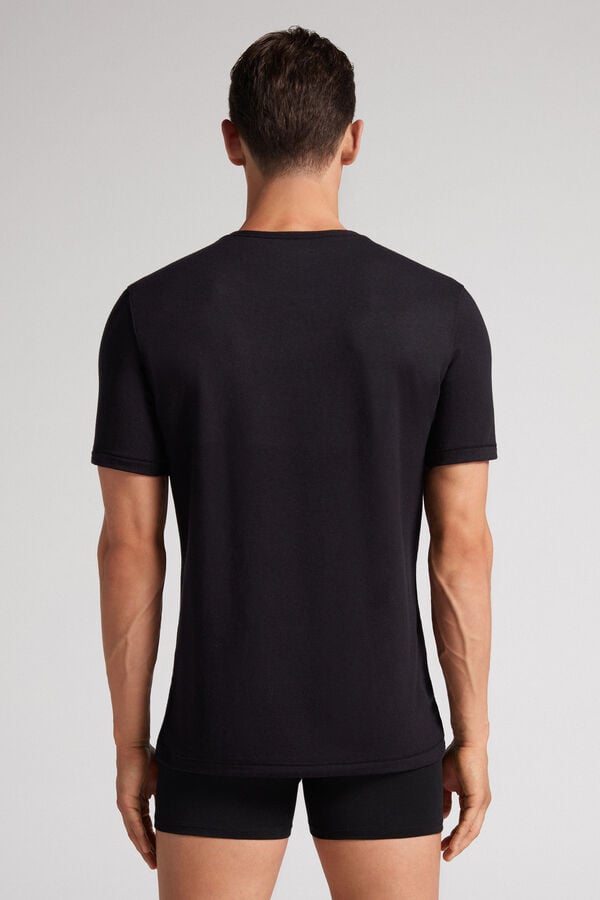 Camiseta Intimissimi Short-Sleeve Modal-Cashmere Hombre Negros | HNCY-63840