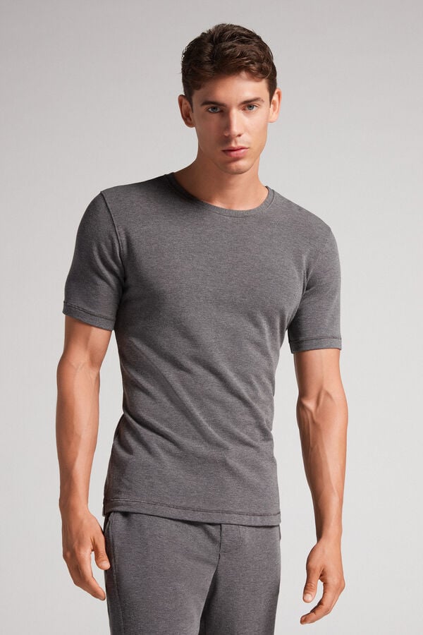 Camiseta Intimissimi Short-Sleeve Modal-Cashmere Hombre Grises Oscuro | SNJT-35708