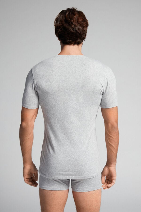 Camiseta Intimissimi Stretch Superior Cotton V-Neck Hombre Grises Claro | EJKS-78924