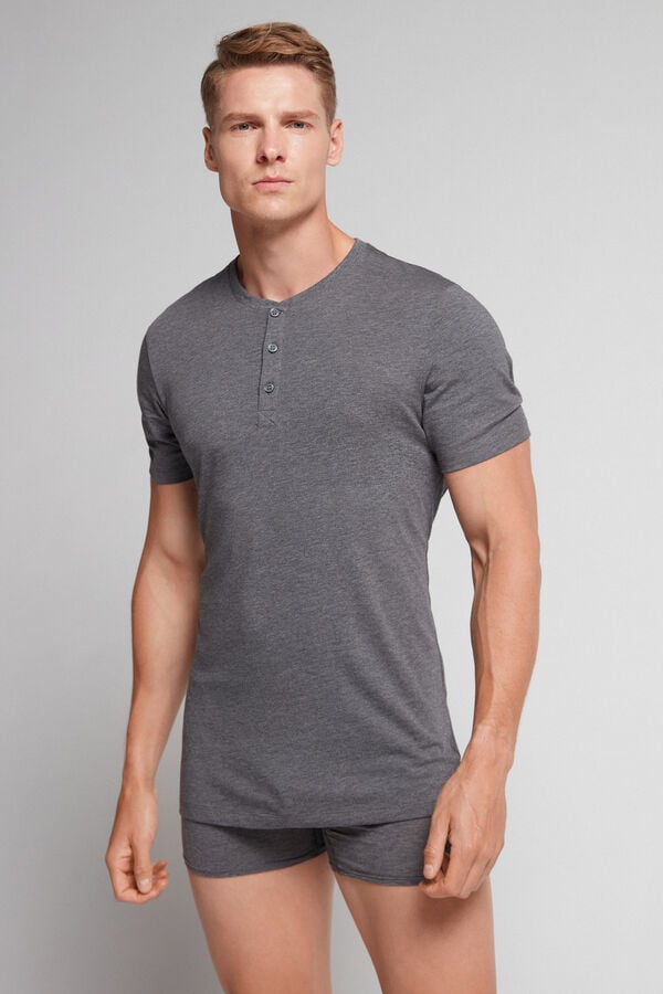 Camiseta Intimissimi Superior Cotton Henley Hombre Grises Oscuro | BVQN-32408