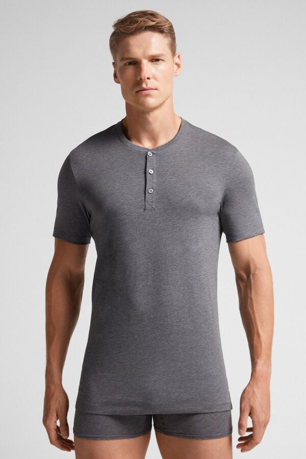 Camiseta Intimissimi Superior Cotton Henley Hombre Grises Oscuro | BVQN-32408