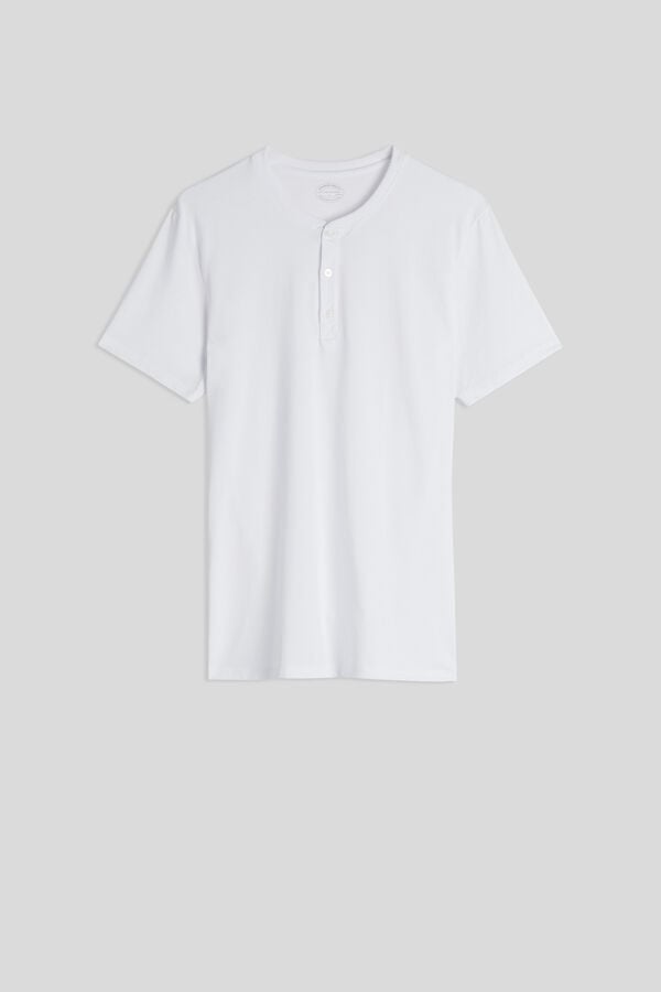 Camiseta Intimissimi Superior Cotton Henley Hombre Blancos | VTMN-89025