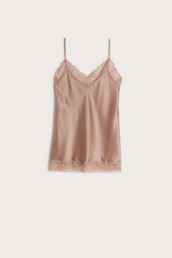 Camiseta sin Manga Intimissimi Lace And Silk Mujer Rosas | PLRJ-74150