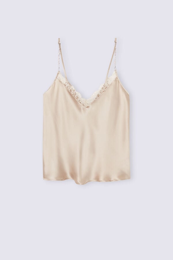 Camiseta sin Manga Intimissimi Living In Luxe Silk Camisole Mujer Beige | LPZC-02154