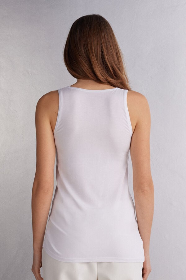 Camiseta sin Manga Intimissimi Long Micromodal Mujer Blancos | KJIV-45712