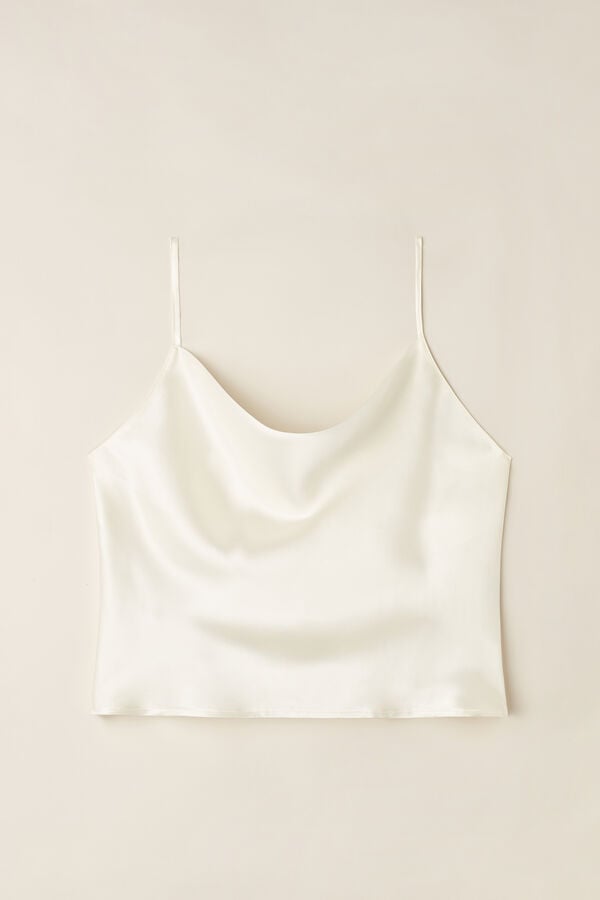 Camiseta sin Manga Intimissimi Silk Crop Camisole Mujer Blancos | SFKD-18450